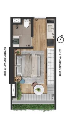 Planta padrão,30 m²,